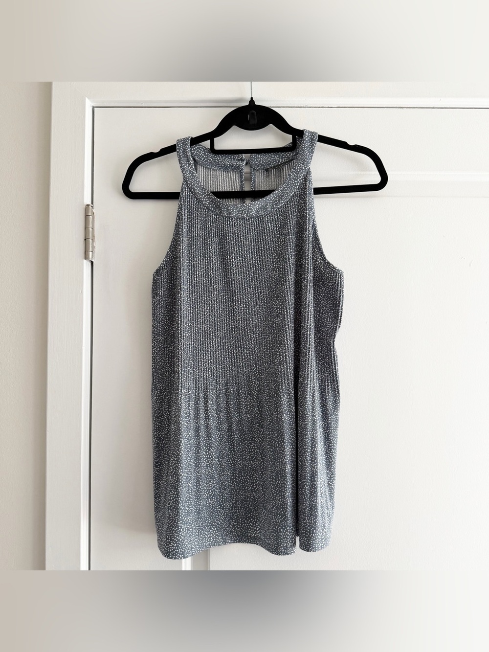 Adrianna Papell Grey And White Dotted Halter Top